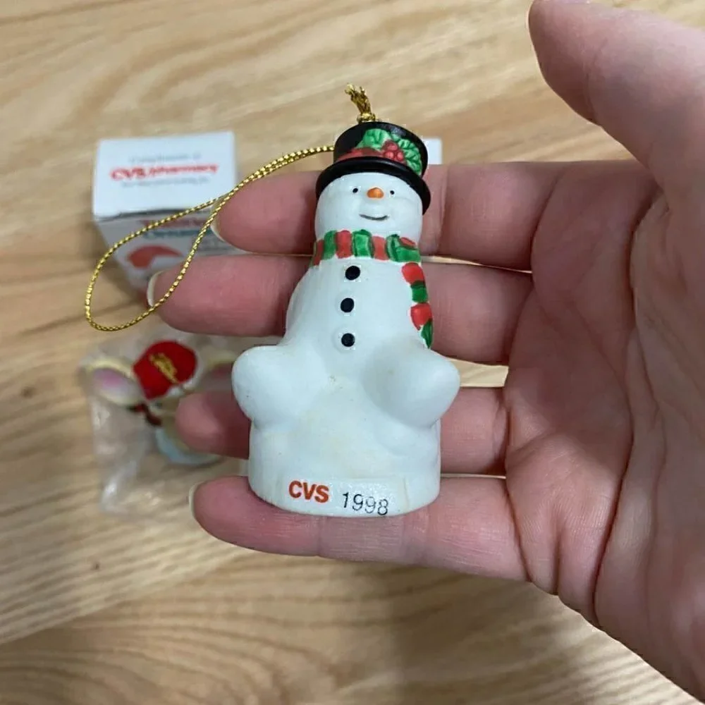 Vintage CVS Christmas Ornaments Mouse Snowman NEW